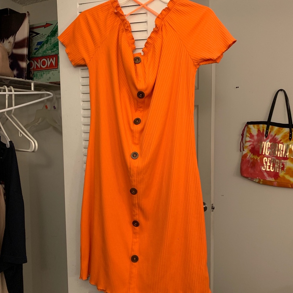 Plus size orange off the shoulders dress